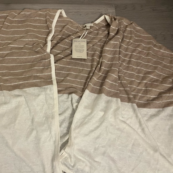 NWT Garnet Hill Brown and cream striped 100% linen Shawl Duster Cardigan - Picture 3 of 7